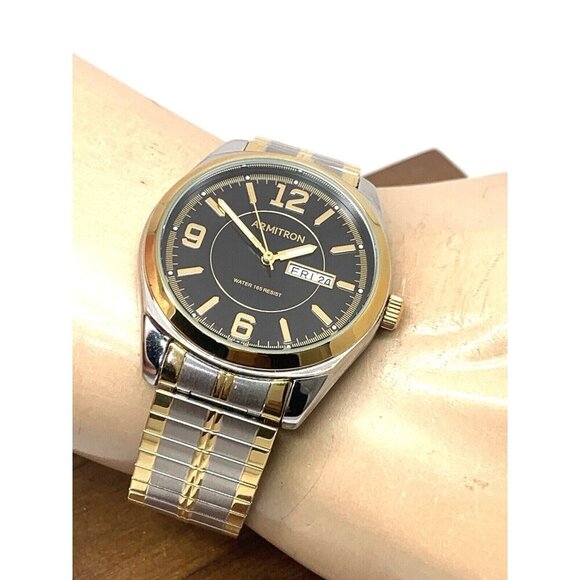 Armitron Men's Watch 20/4591TT Black Dial Quartz Two Tone Stainless Steel 39mm - Picture 5 of 14